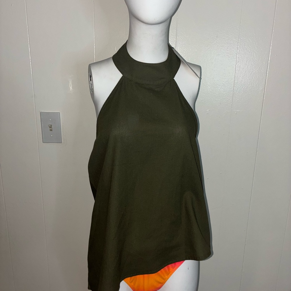 Elegant Olive Green Halter Top